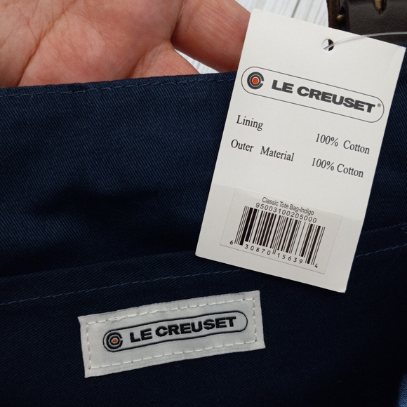 RARE Le Creuset Classic Canvas Indigo Tote Bag - Picture 7 of 12